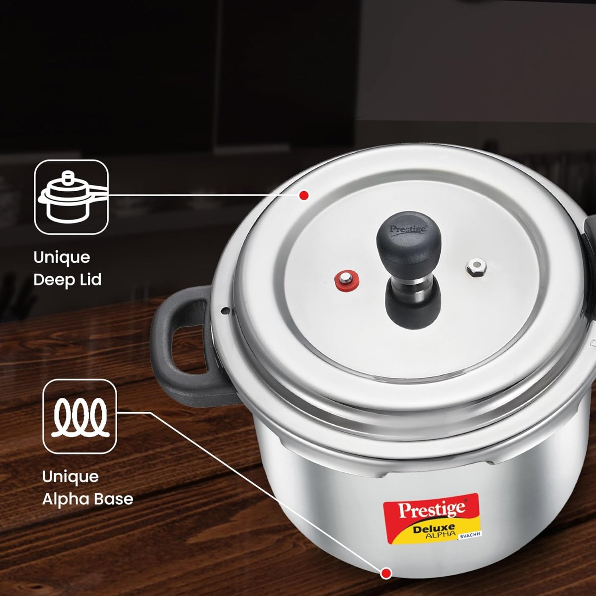 Prestige Svachh Deluxe Alpha 4L Spillage Control Pressure Cooker 20250
