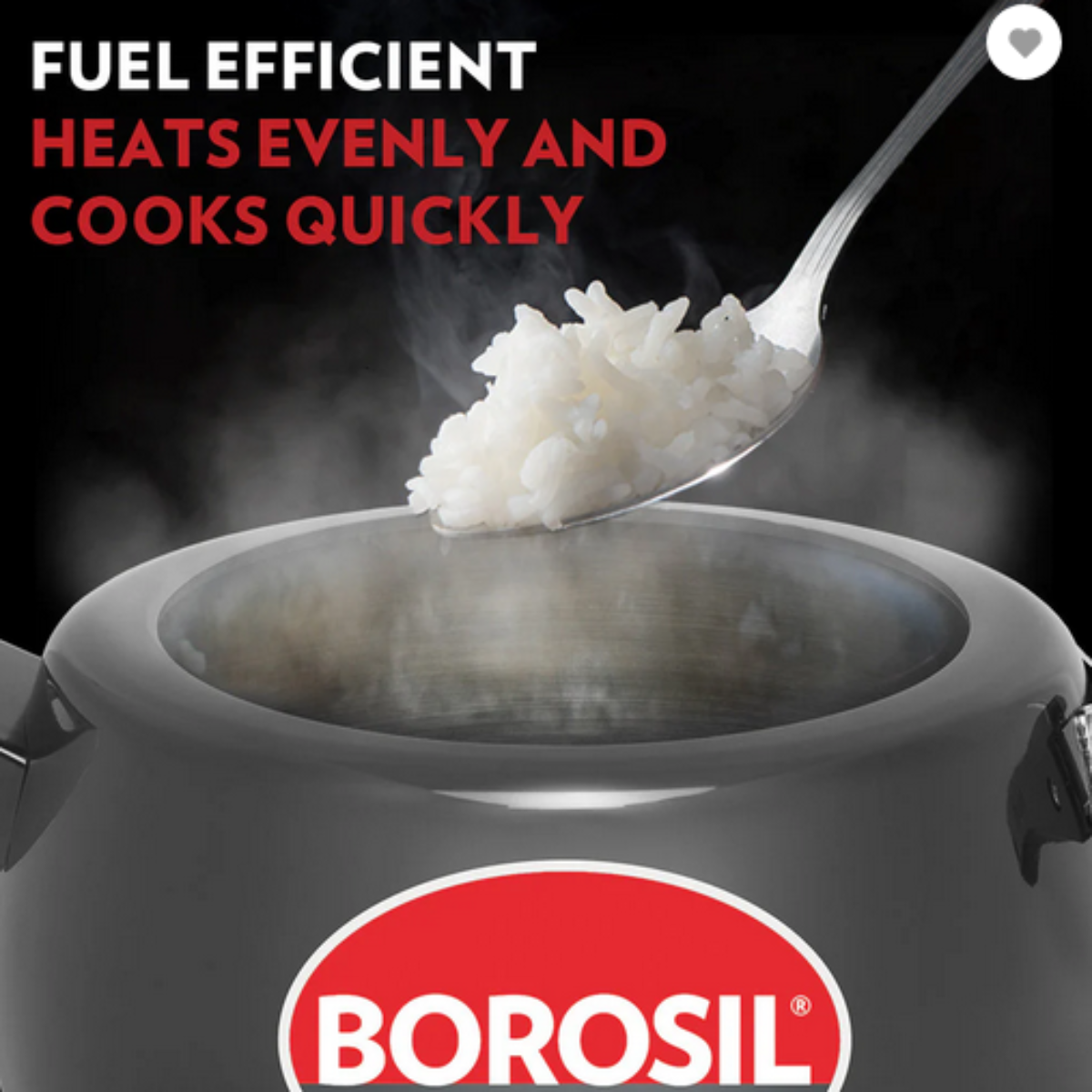 Borosil Pronto Hard Anodised SS Lid 5L Pressure Cooker, Induction Base - HAPRON05PC03