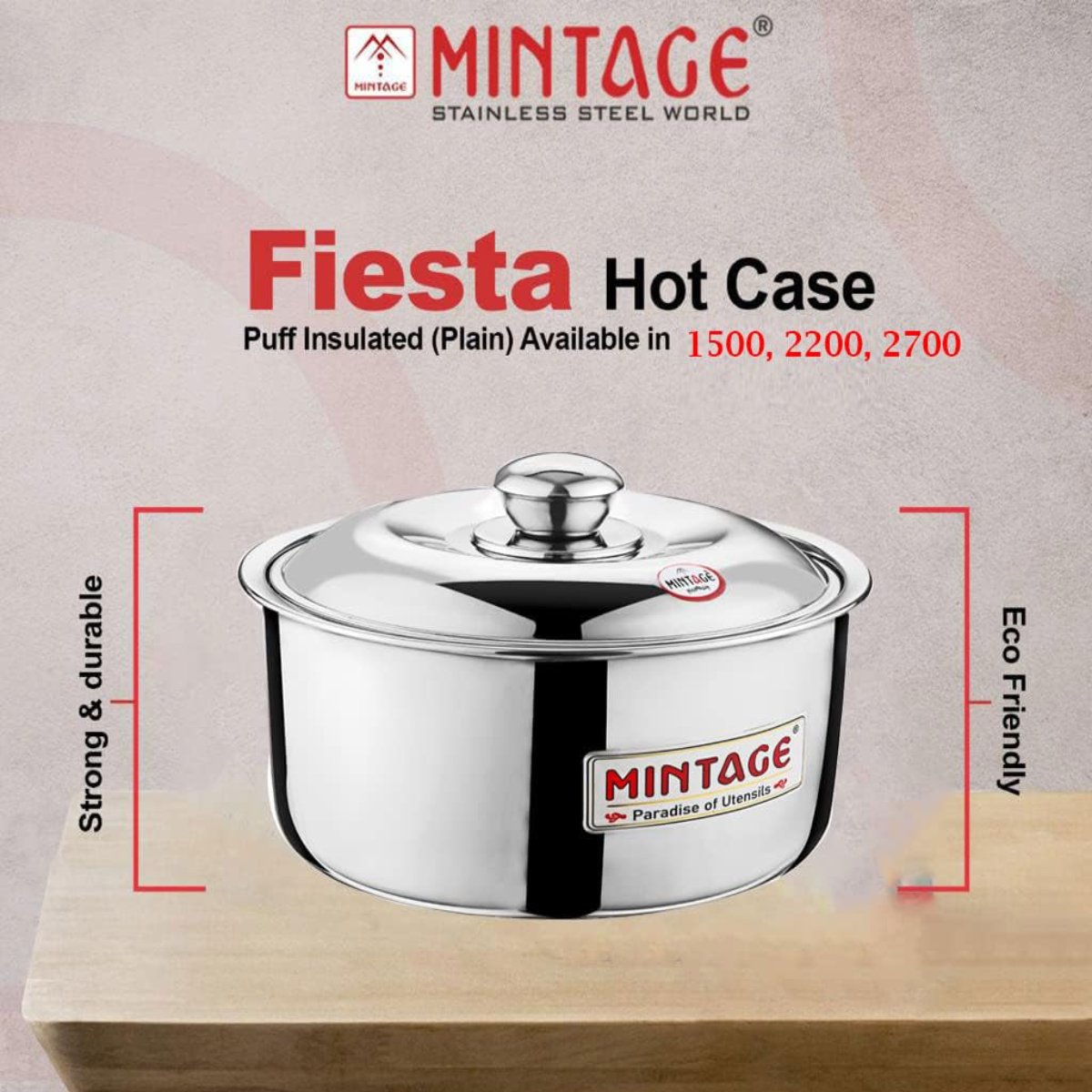 Mintage 3 Pc Gift Set Hot Case Fiesta Casserole With Stainless Steel Lid HCFG-03