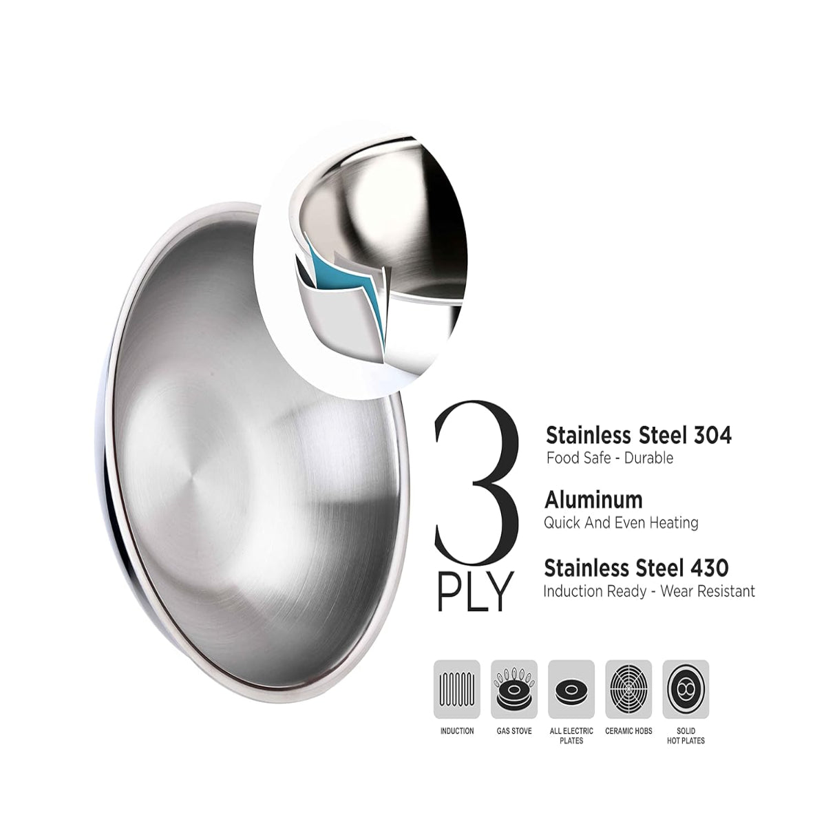 Crystal TriPro - Triply Stainless Steel 28 cm Tasla, Induction Bottom - CTP-TAS-006