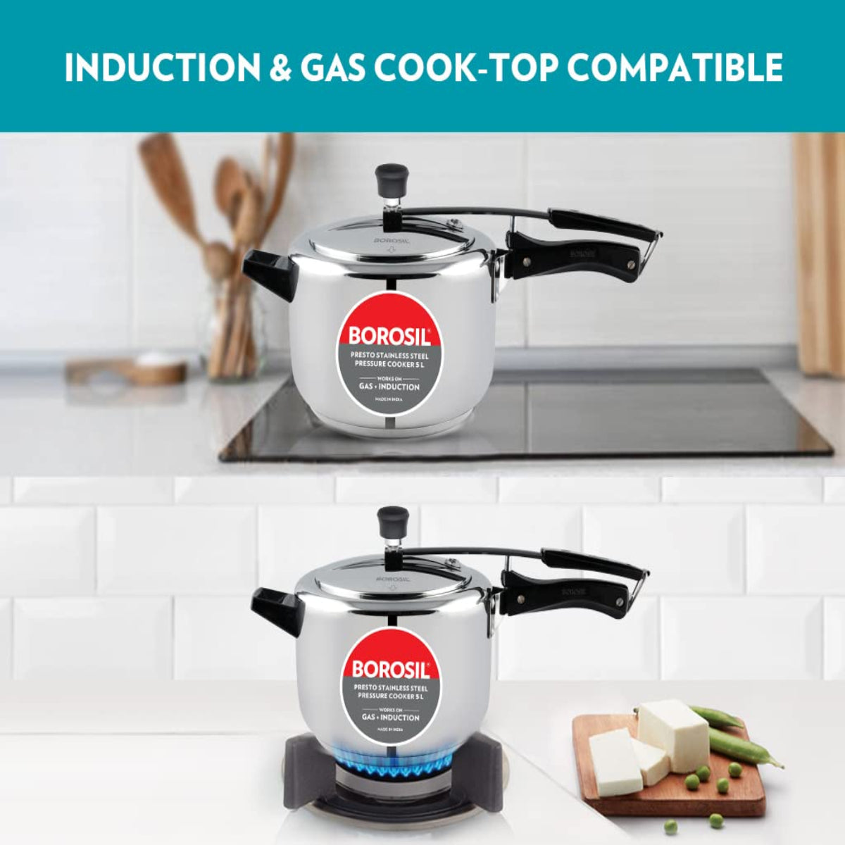 Borosil Presto Stainless Steel Inner Lid 5L Pressure Cooker, Induction - CFPC5LSS02S