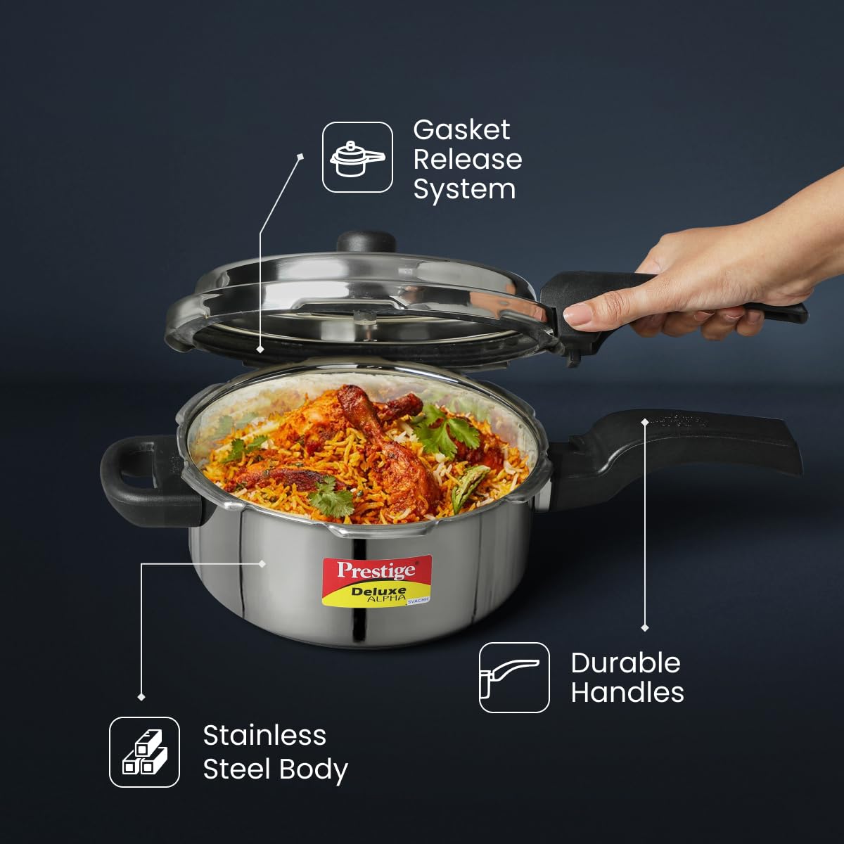 Prestige Svachh Deluxe Alpha 3L Spillage Control, Pressure Pan Cooker 20248