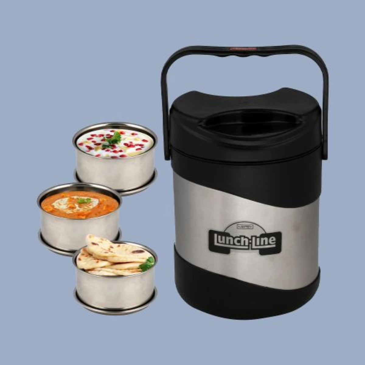 Jaypee Lunch Line Insulated Inner Stainless Steel Lunch Box with 3 Compartment, 1.14L Capacity for Office