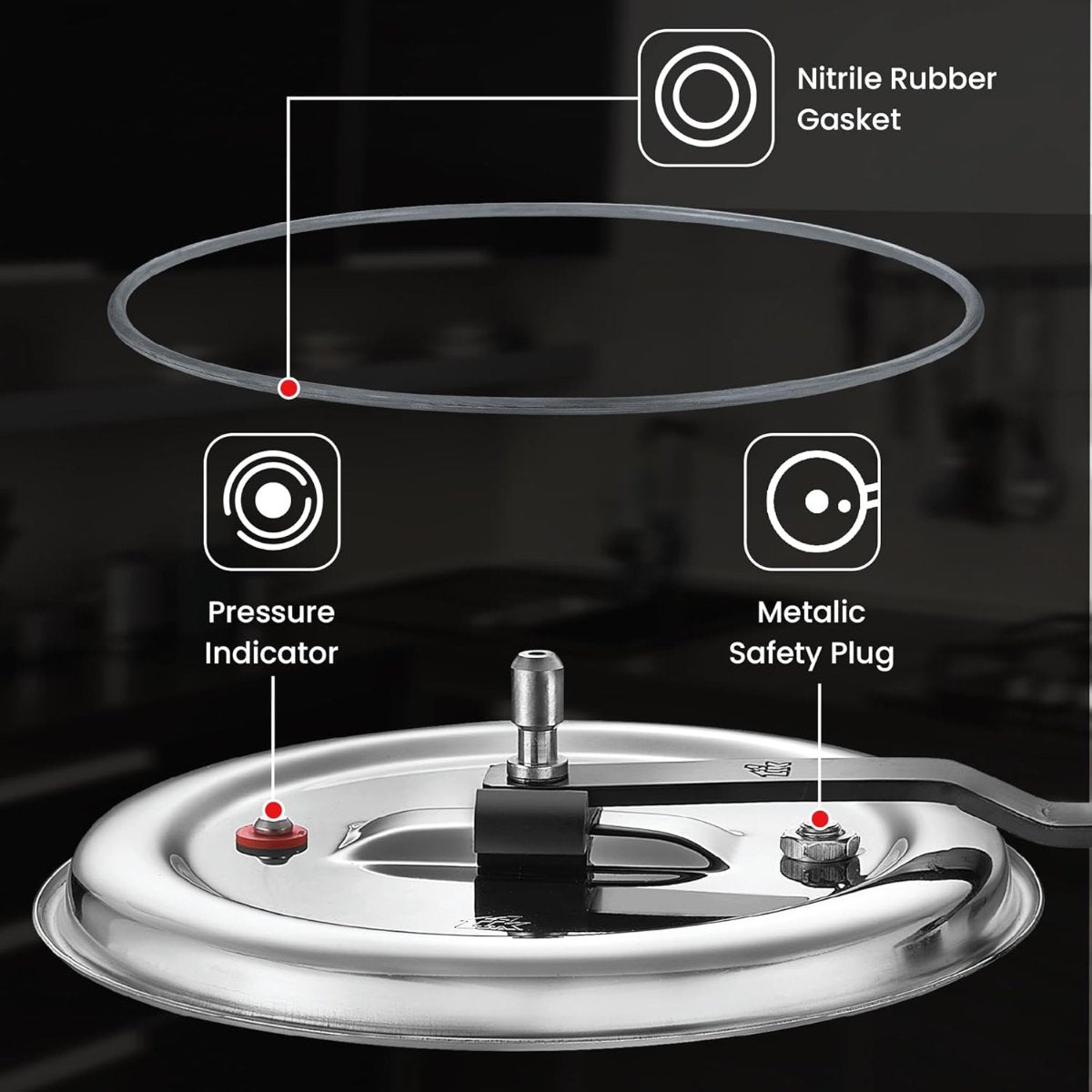 Prestige Triply Svachh Inner Lid, 2 Liter Pressure Cooker, Silver - 20717