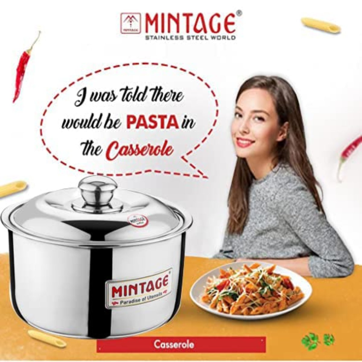 Mintage 3 Pc Gift Set Hot Case Fiesta Casserole With Stainless Steel Lid HCFG-03