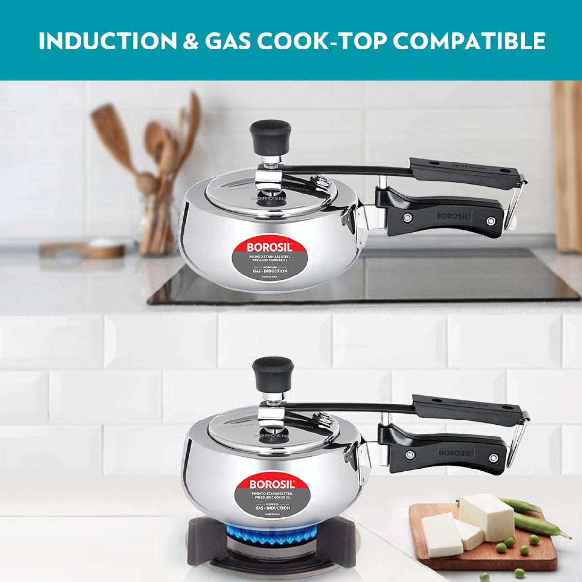 Borosil Pronto Stainless Steel 2 Liter Pressure Cooker, Induction - CFPC2LSS06