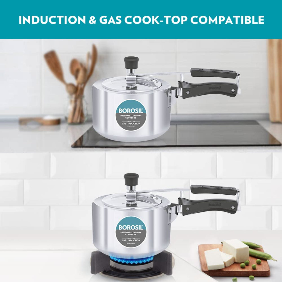 Borosil Presto Aluminum 3 Liter Inner Lid Pressure Cooker, Induction Base - CFPC3LAL02