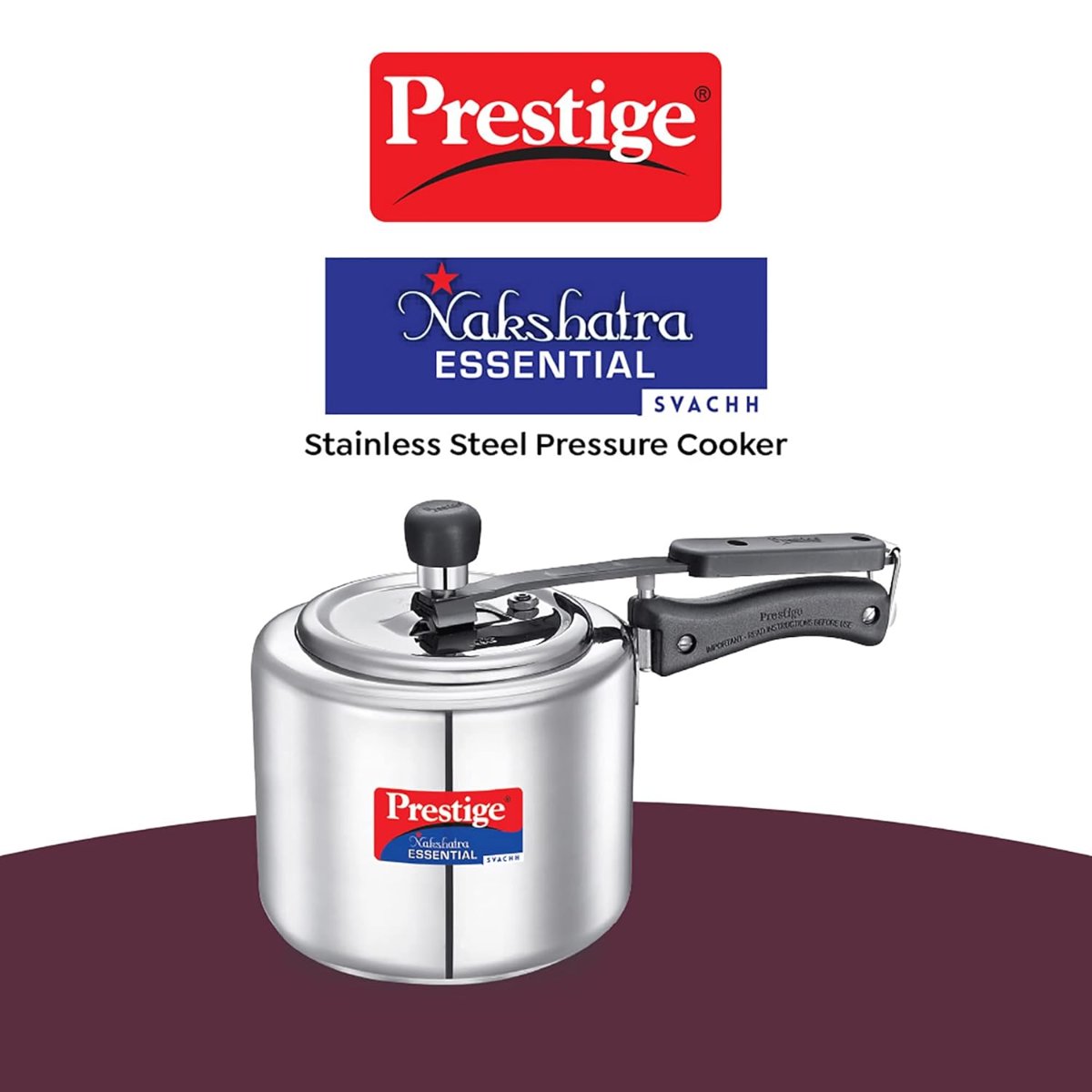 Prestige Nakshatra Essential Svachh Stainless Steel 3L Pressure Cooker - 20537