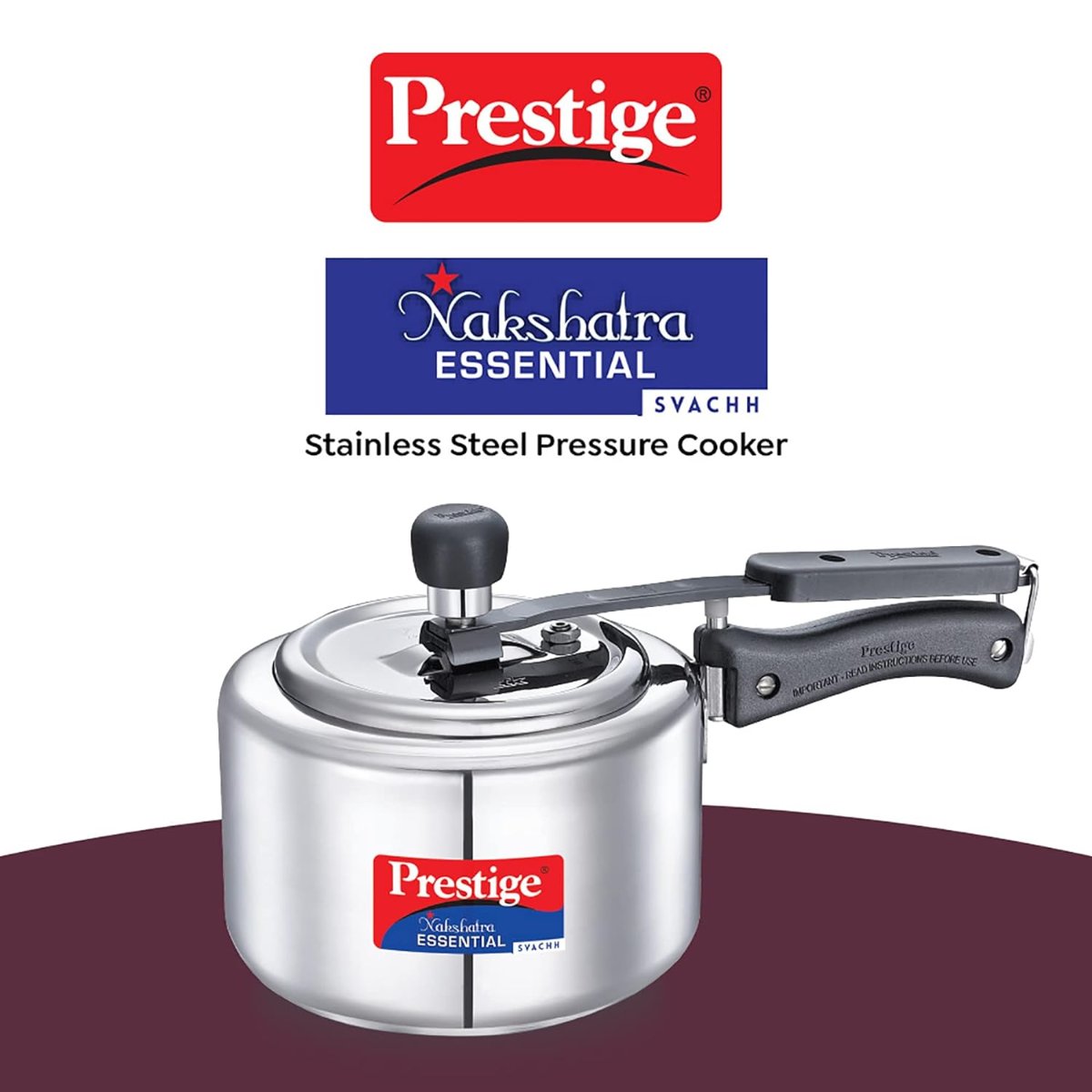 Prestige Nakshatra Essential Svachh Stainless Steel 2L Pressure Cooker - 20536