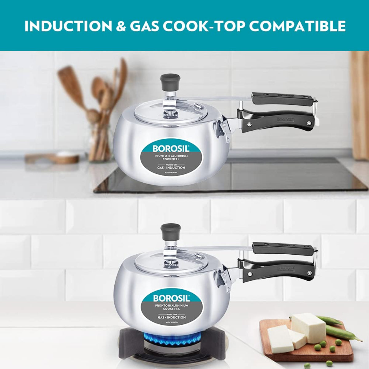 Borosil Pronto Aluminum 3 Liter Inner Lid Pressure Cooker, Induction Base - CFPC3LAL06