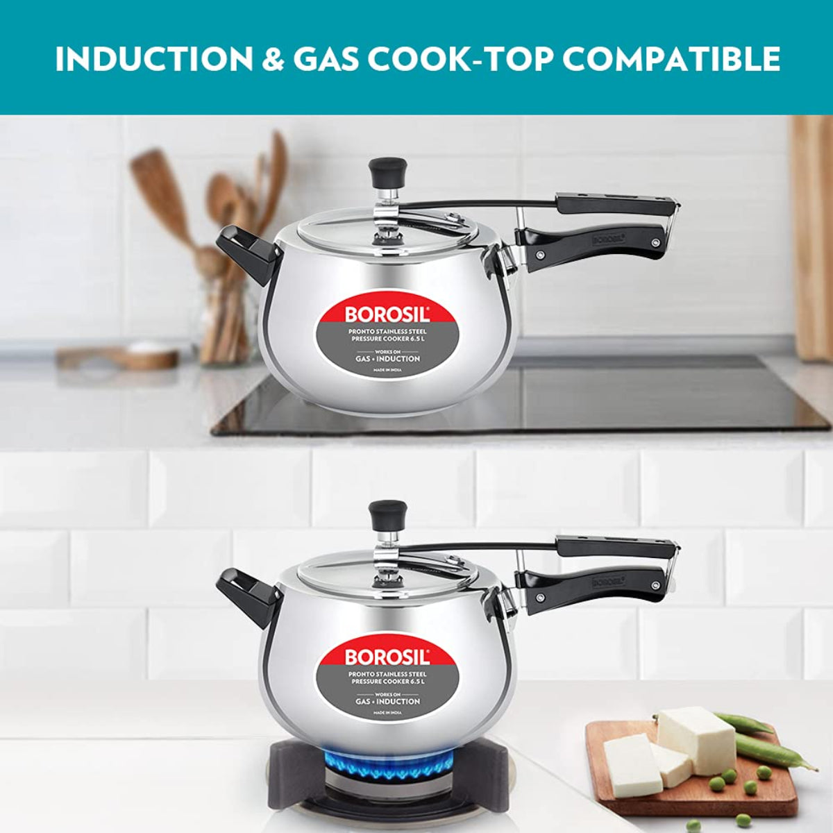 Borosil Pronto Stainless Steel 6.5 Liter Pressure Cooker, Induction - CFPC7LSS07
