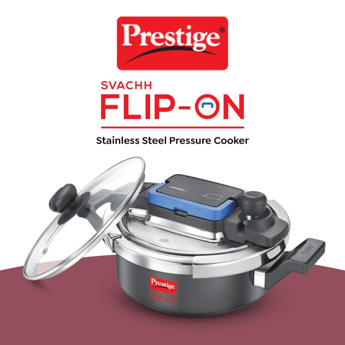 Prestige 3L Svachh FLIP-ON Hard Anodised Pressure Cooker with Glass Lid