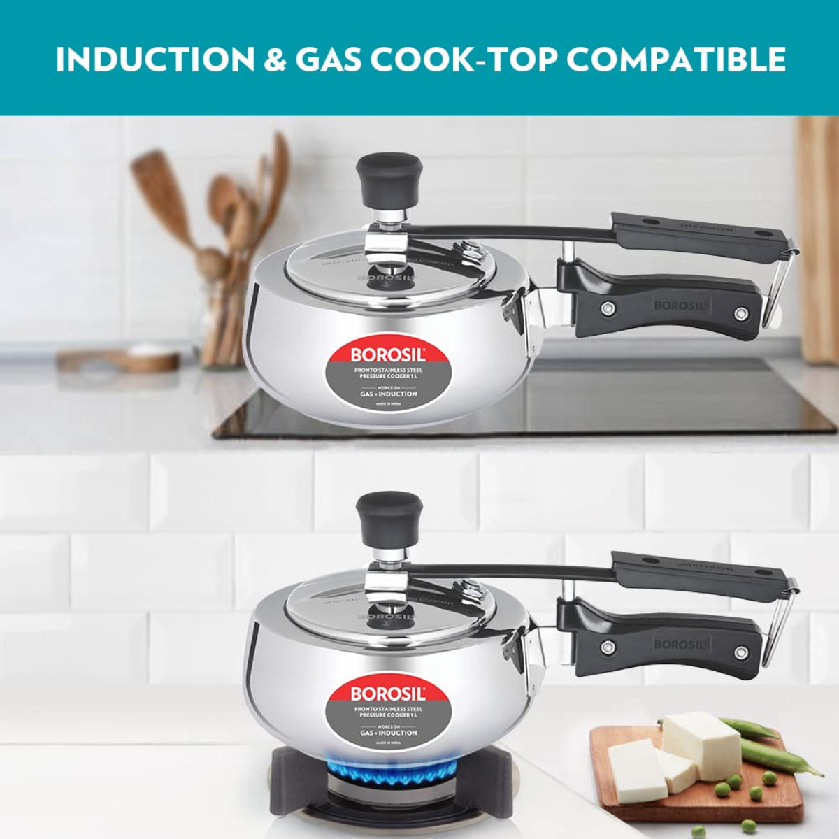 Borosil Pronto Stainless Steel 1 Liter Pressure Cooker, Induction - CFPC1LSS05