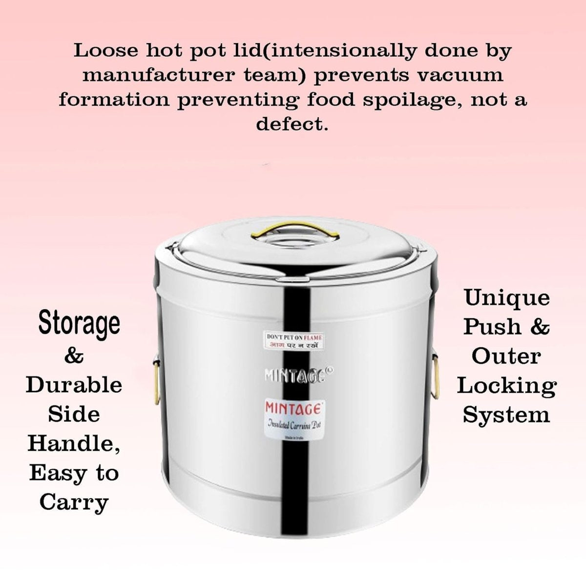 Mintage Stainless Steel Hot Pot 50L Orbit With Side Golden PVD Handle - HP-50