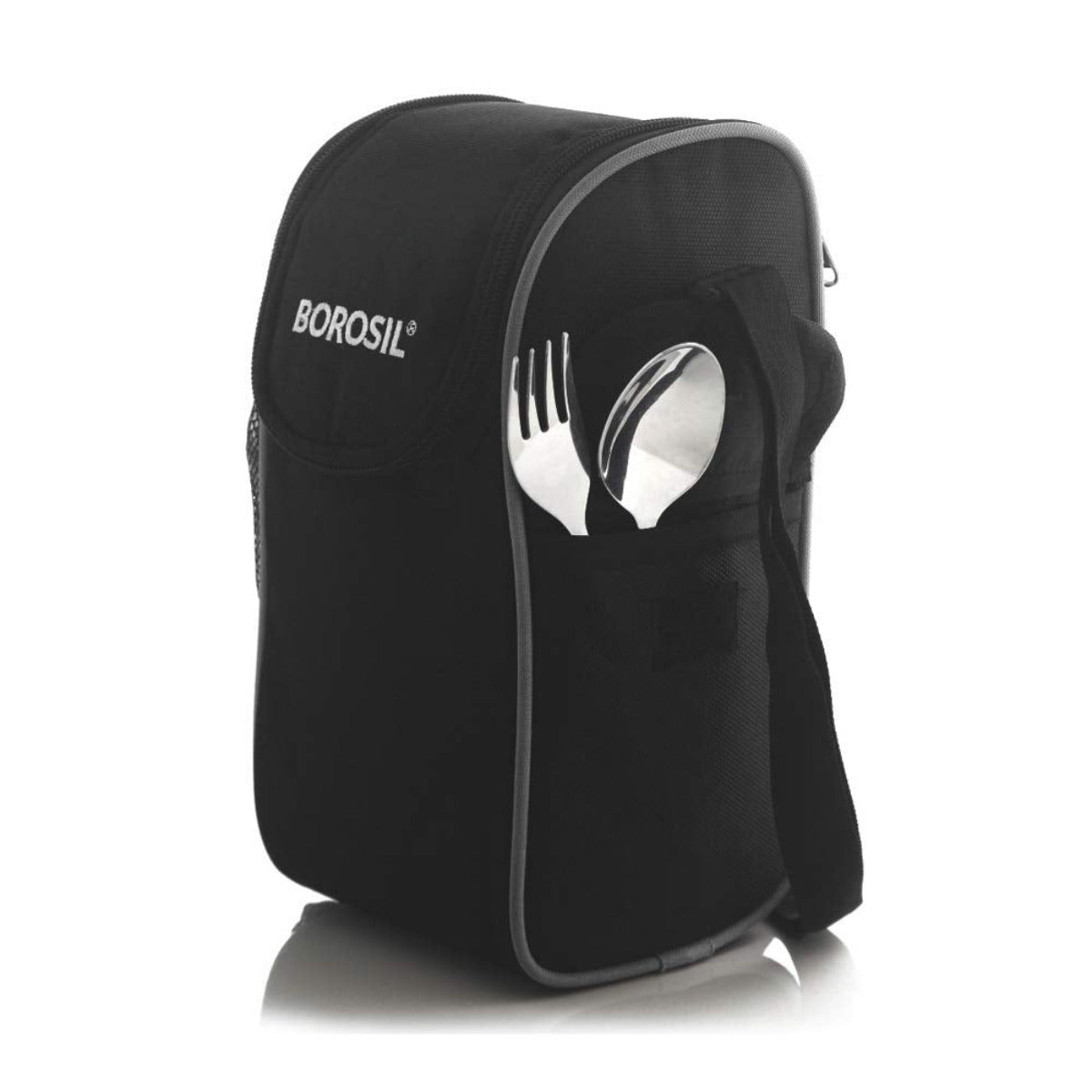 Borosil - Hot-N-Fresh Stainless Steel Insulated Lunch Box, Set of 3 (1pc 350 ml + 2pcs 420 ml) with included black colour cover