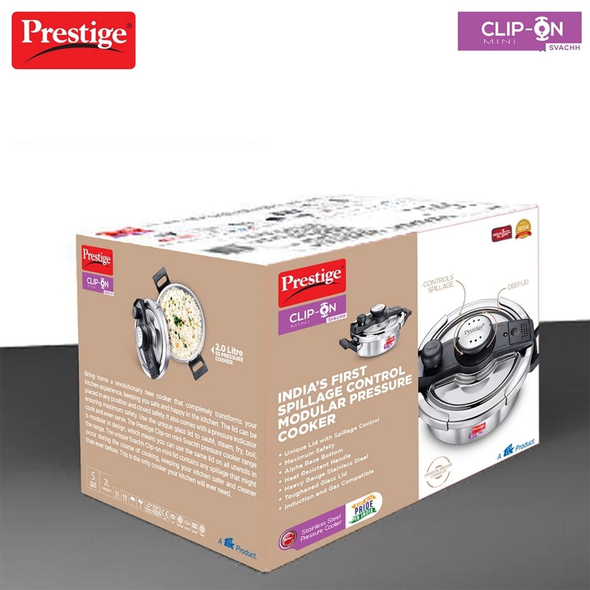 Prestige Clip On Mini Savchh Stainless Steel 2 Liter Pressure Cooker - 20237