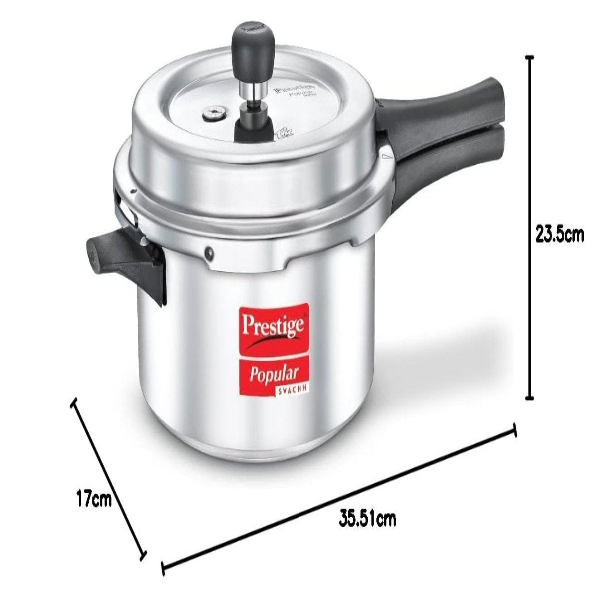 Prestige Popular Svachh Aluminium Outer Lid 4 Liter Pressure Cooker, Silver - 10166