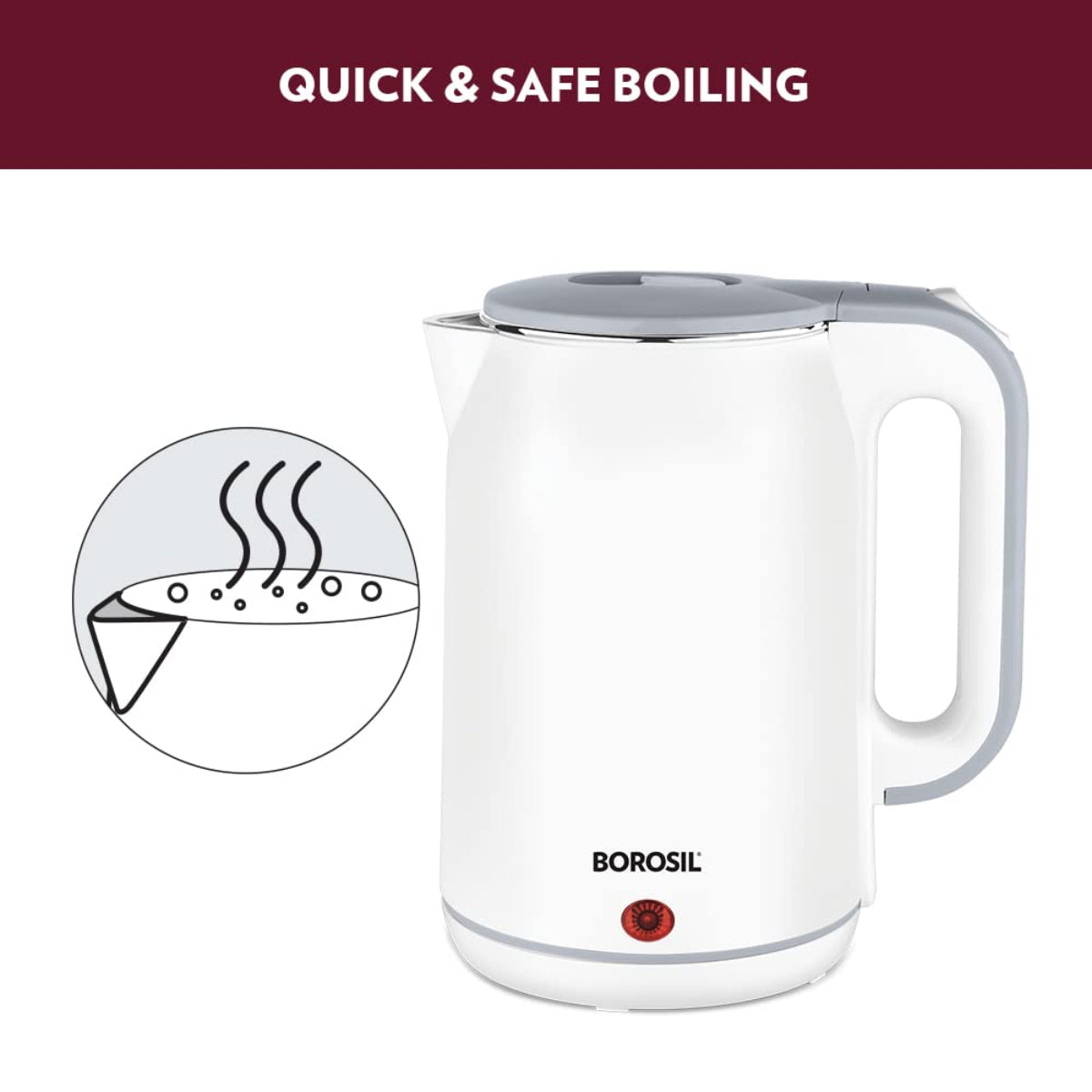 Borosil 1800 Watts Cooltouch 1.8 Ltr Stainless Steel Electric Kettle - BKE18LCT25