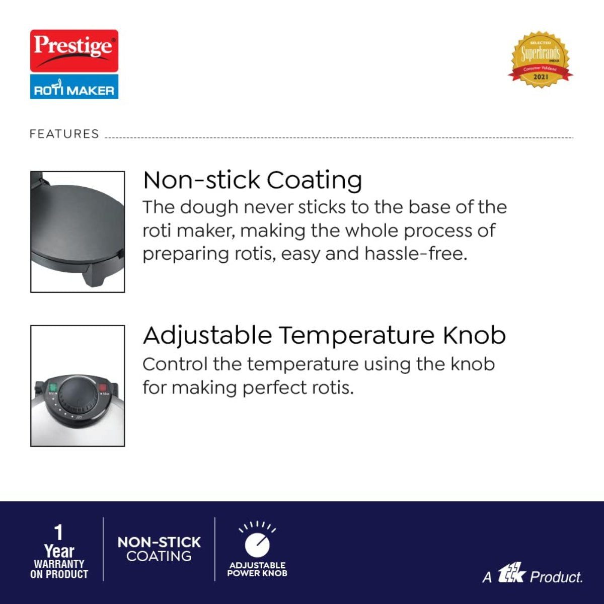 Prestige Electric Roti / Chapati Maker PRM 3.0 900-Watt (Silver)