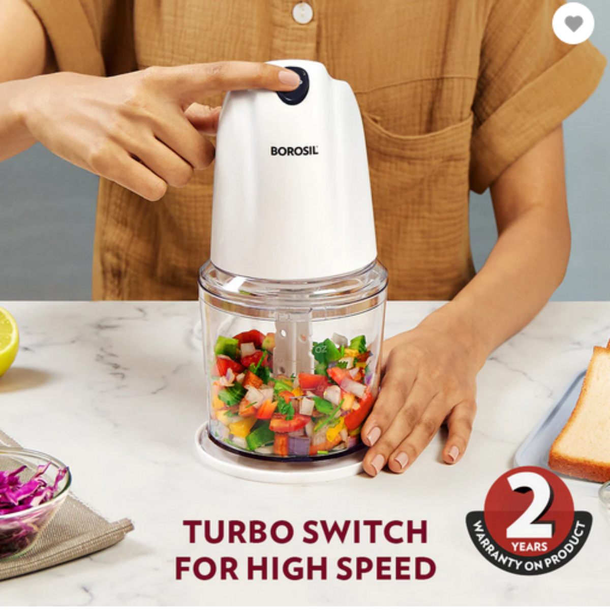 Borosil Chef Delite 260 Watts Electric Chopper - BCH26PBB41