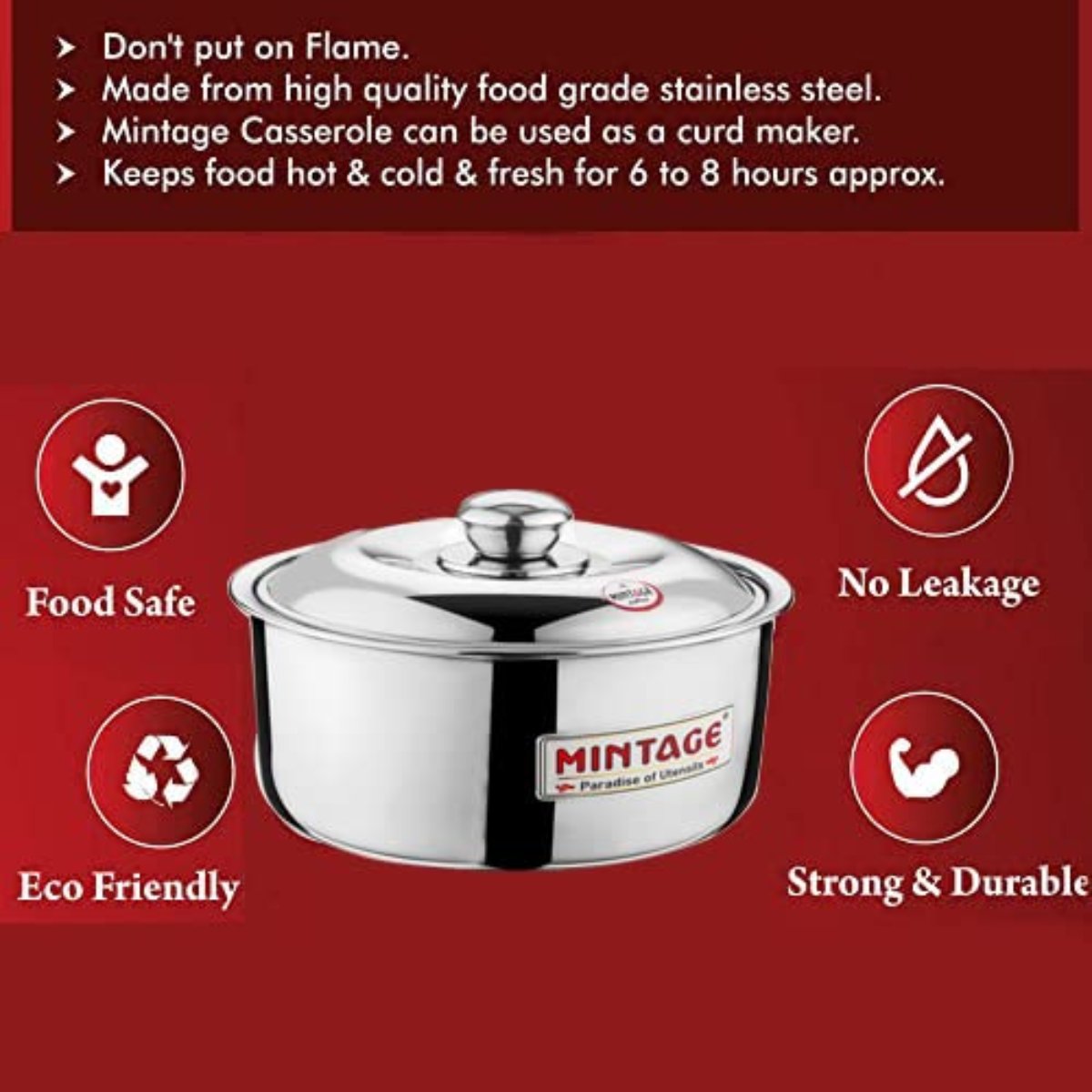 Mintage 2 Pc Gift Set Hot Case Fiesta Casserole With Stainless Steel Lid HCFG-02