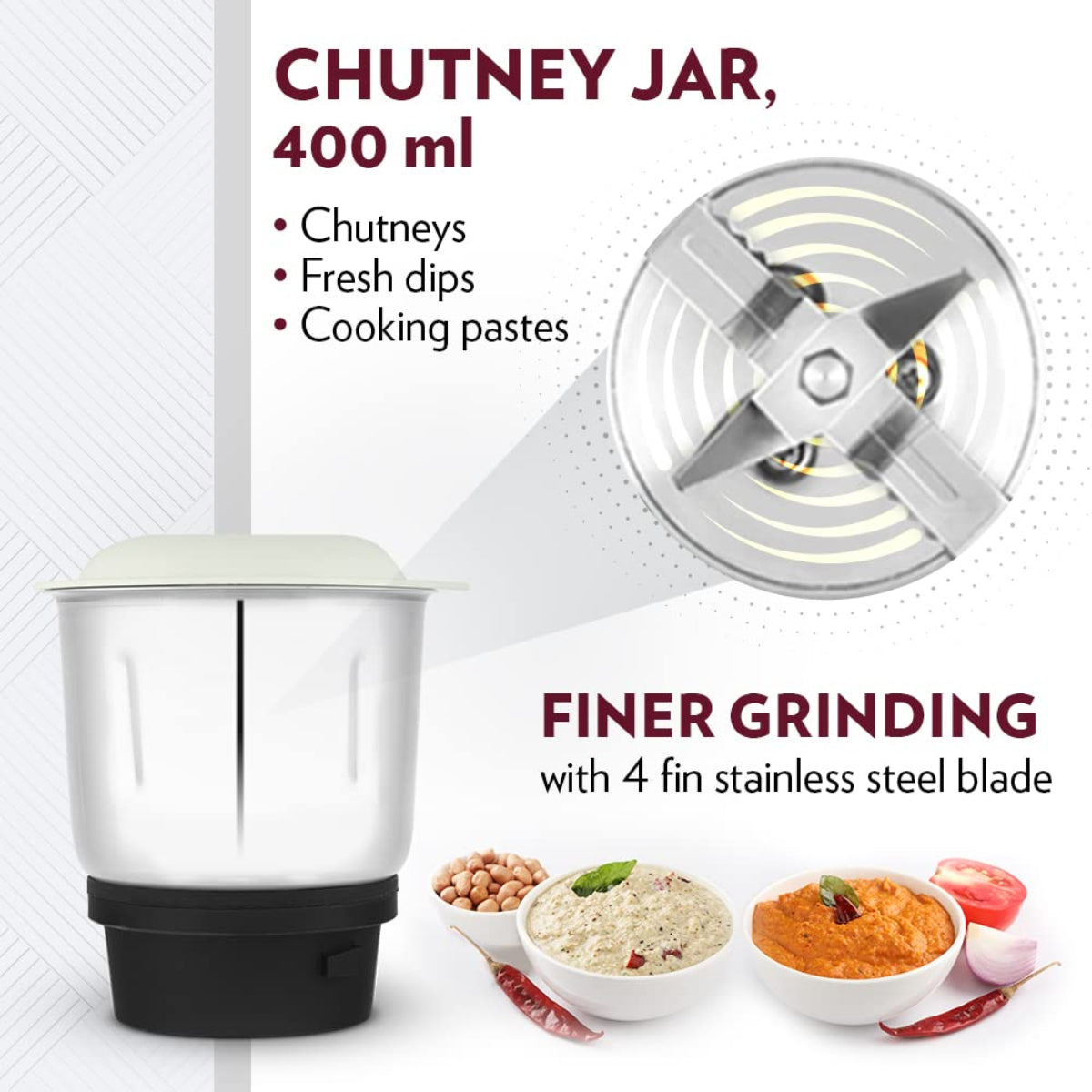 Borosil 500 Watts Home Star Mixer Grinder | 3 Stainless Steel Jars - HAMG500W22