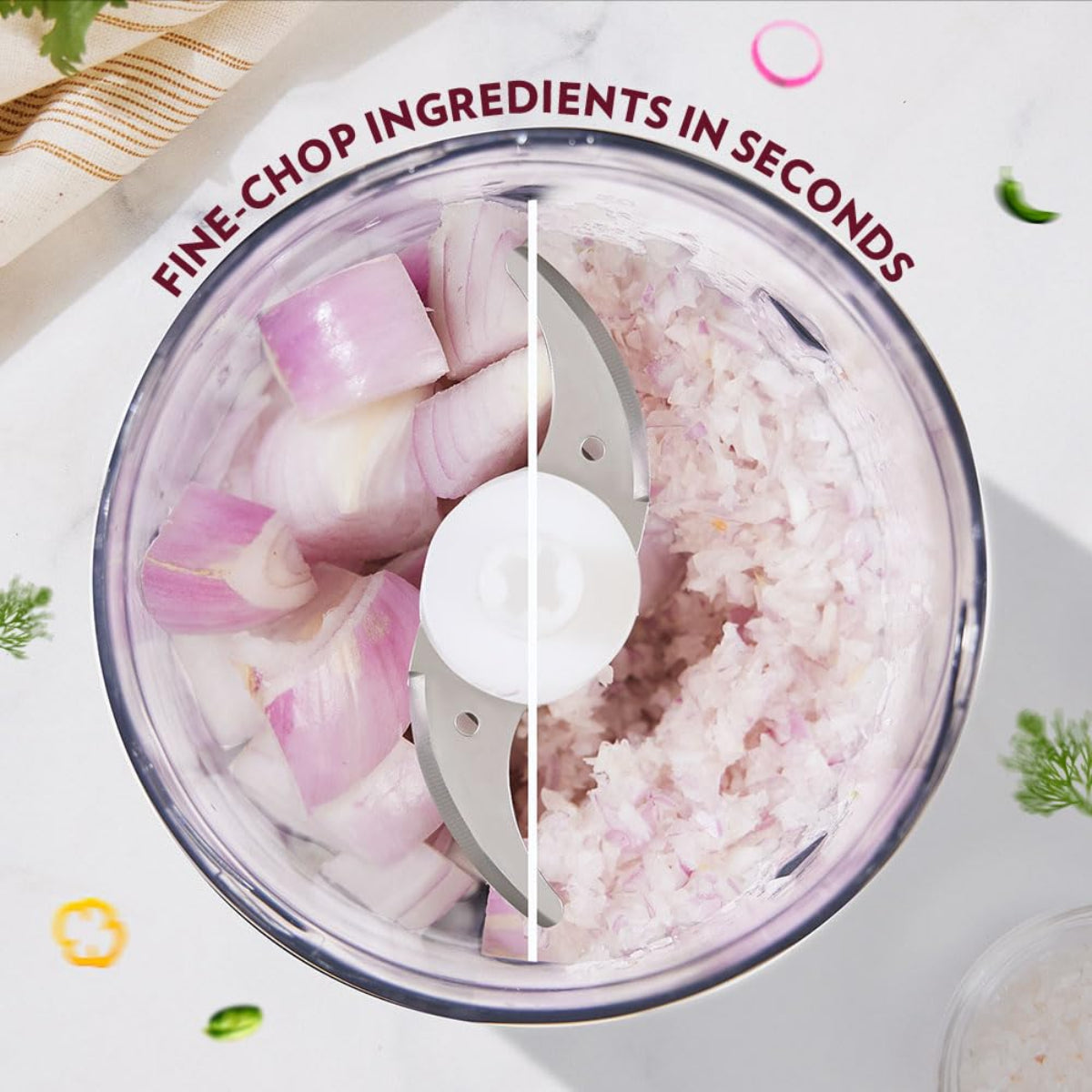 Borosil Chef Delite 300 Watts Electric Chopper with 2 Blade Sets, Red - BCH20DBB22