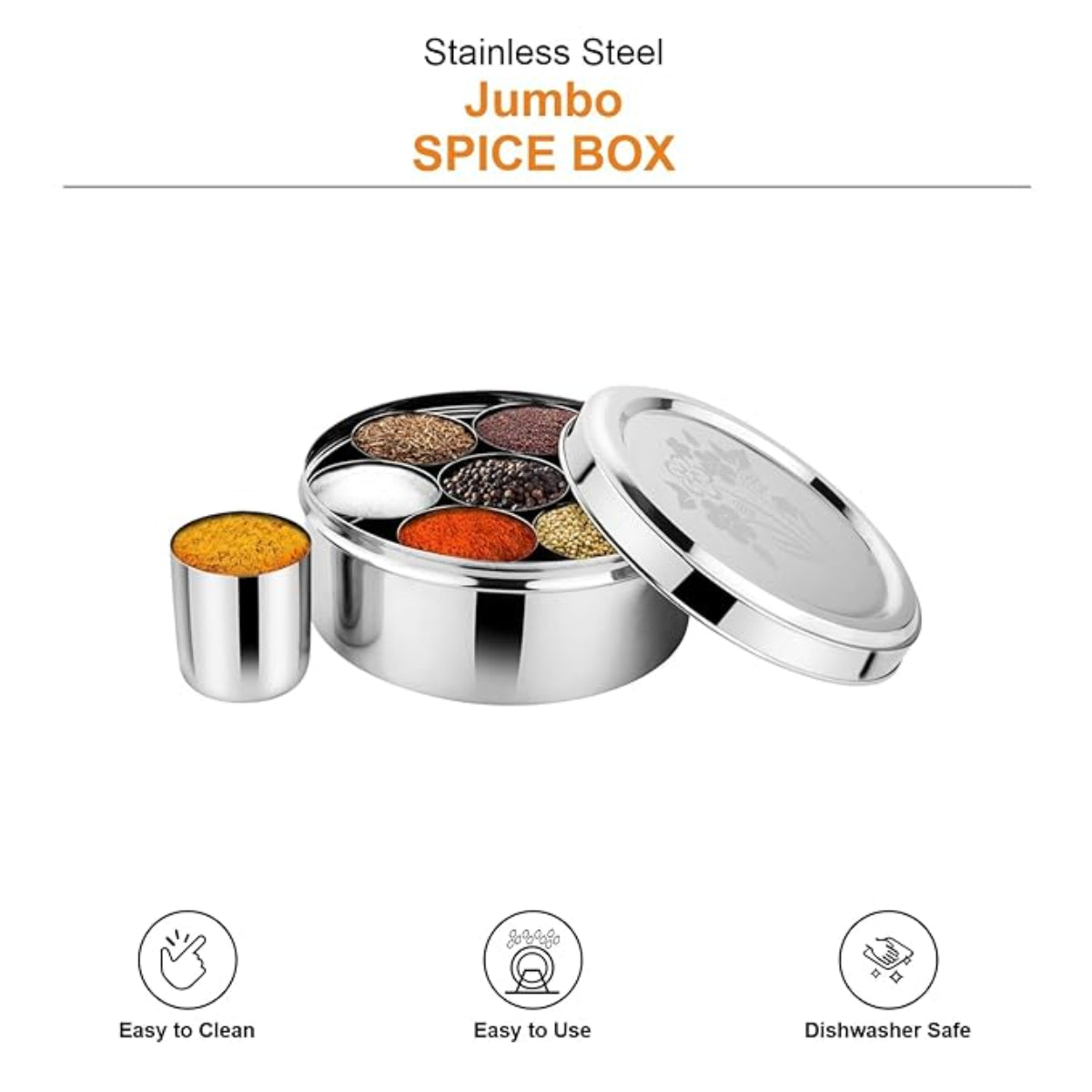 Prabha Stainless Steel Jumbo Spice Box Plain