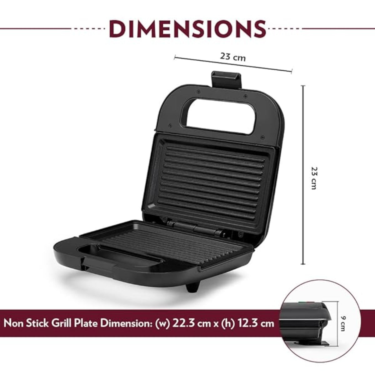 Borosil Novus Grill Sandwich Maker 750W