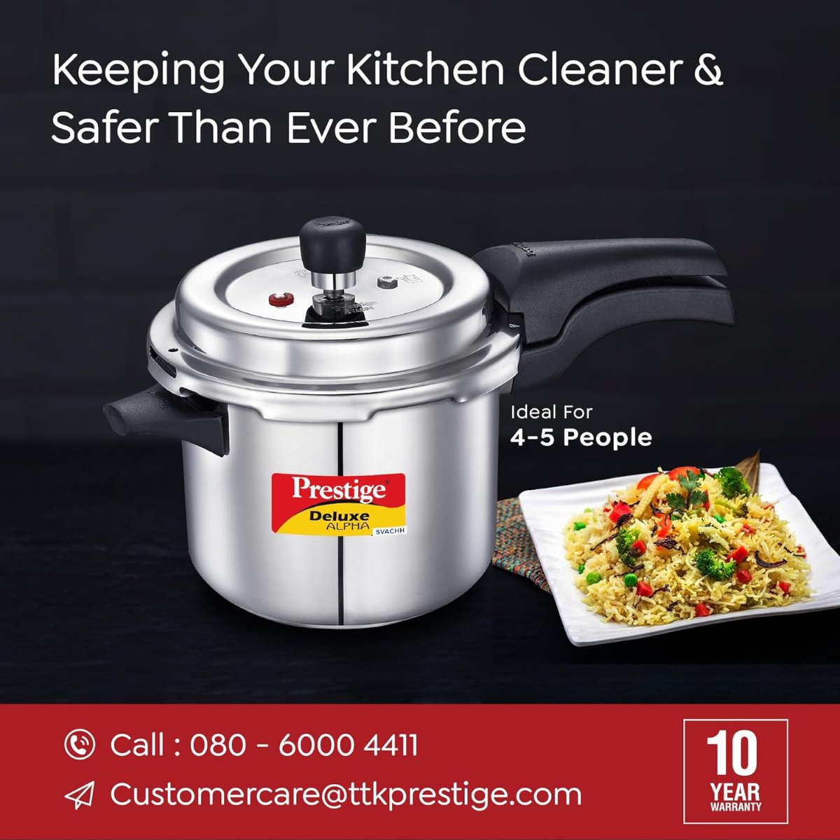 Prestige Deluxe Alpha Svachh Stainless Steel 3.5L Pressure Cooker - 20249