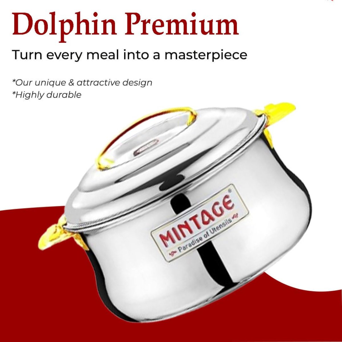 Mintage Stainless Steel Casserole Dolphin (Lock n Lock) with Lid 1500 ml, CDP-15