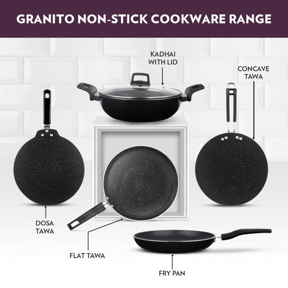 Borosil Granito Nonstick Frying Pan 24 cm, Induction Friendly - NSFP24GR12