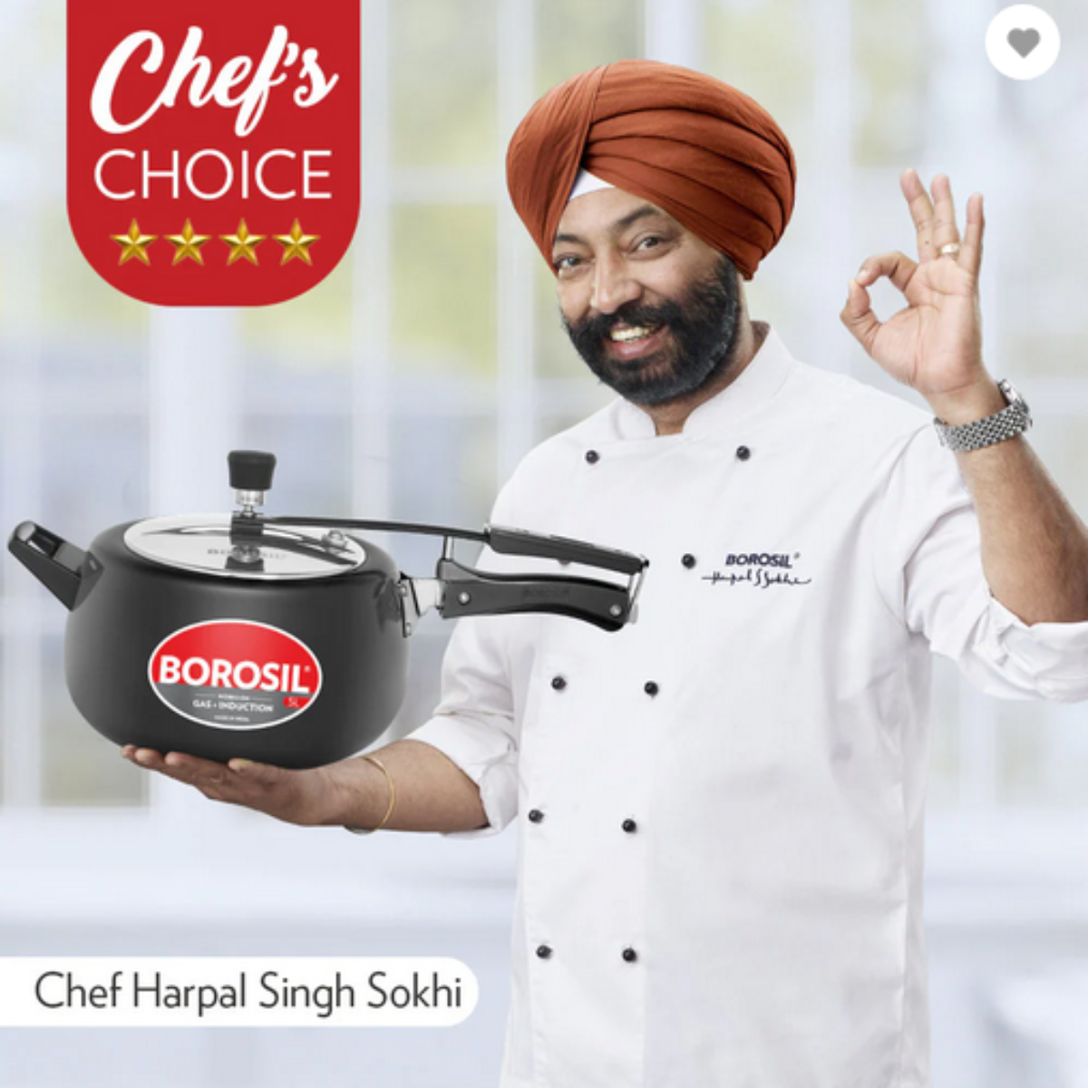 Borosil Pronto Hard Anodised SS Lid 3L Pressure Cooker, Induction Base - HAPRON03PC02