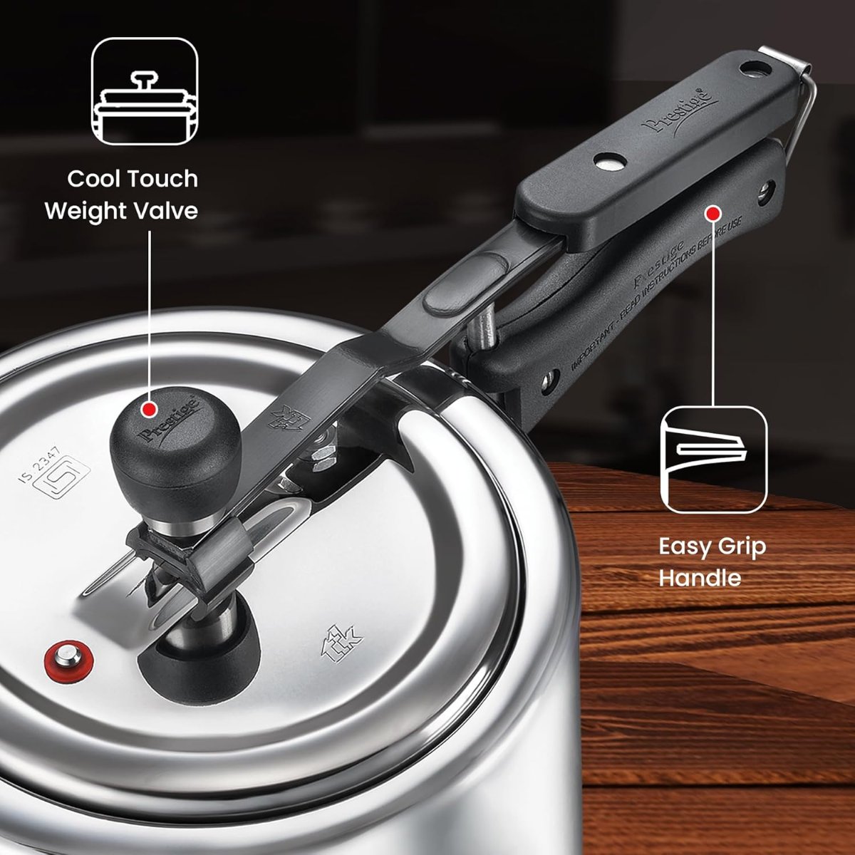 Prestige Triply Svachh Inner Lid, 3 Liter Pressure Cooker, Silver - 20714