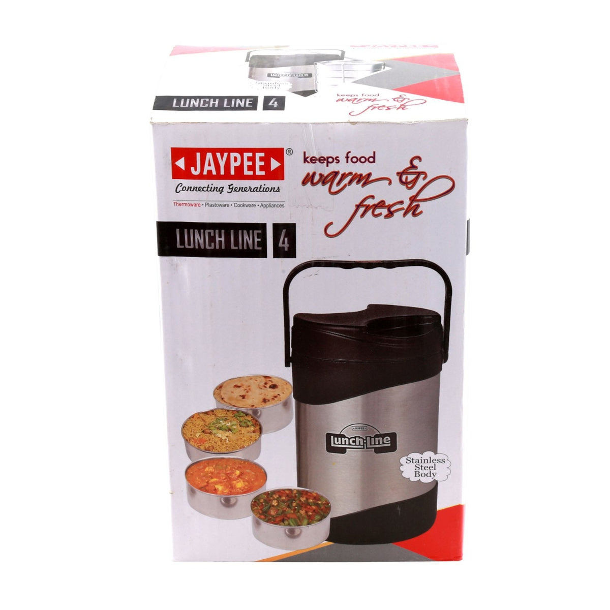 Jaypee Lunch Line Insulated Inner Stainless Steel Lunch Box with 4 Compartment, 1.52L Capacity for Office