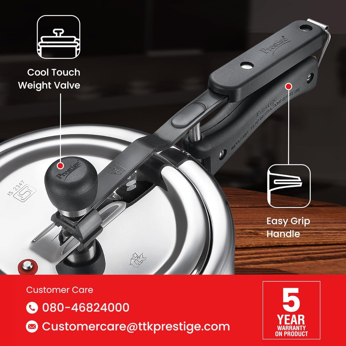 Prestige Triply Svachh Inner Lid, 2 Liter Pressure Cooker, Silver - 20717