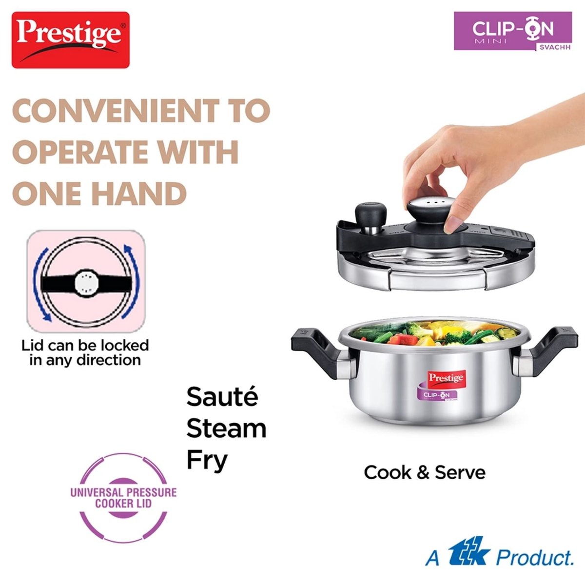 Prestige Clip On Mini Savchh Stainless Steel 2 Liter Pressure Cooker - 20237