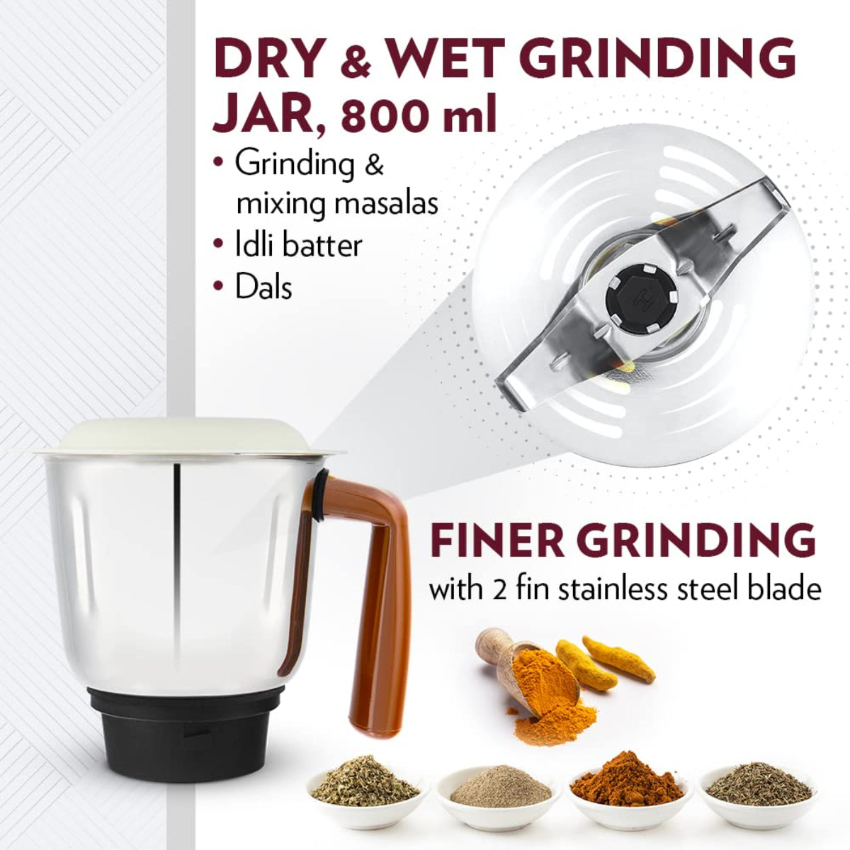 Borosil 500 Watts Home Star Mixer Grinder | 3 Stainless Steel Jars - HAMG500W22