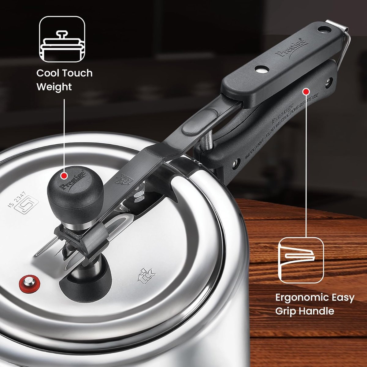 Prestige Triply Svachh Inner Lid, 3.5 Liter Pressure Cooker, Silver - 20720