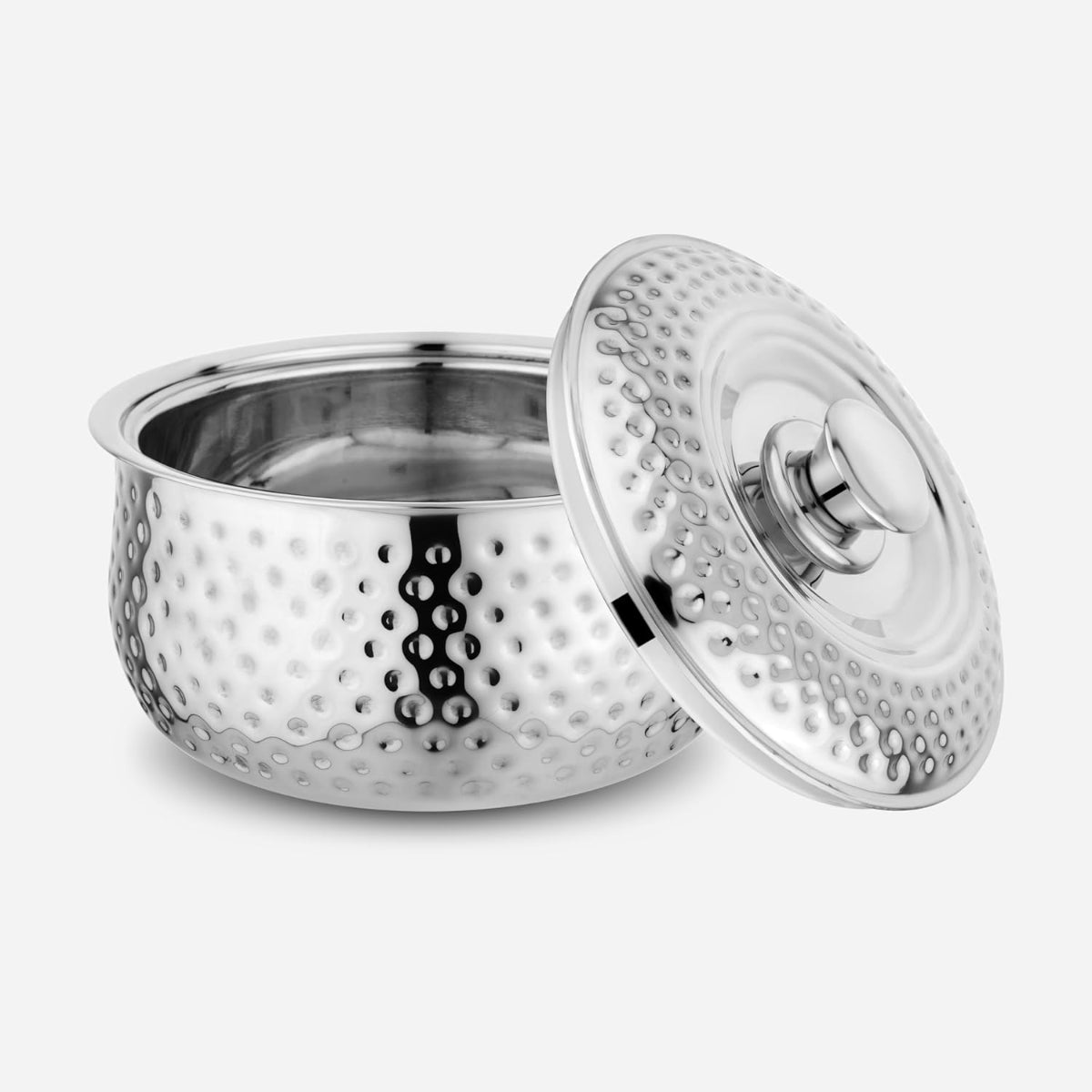 Prabha Stainless Steel Casserole Hammered Belito with Lid