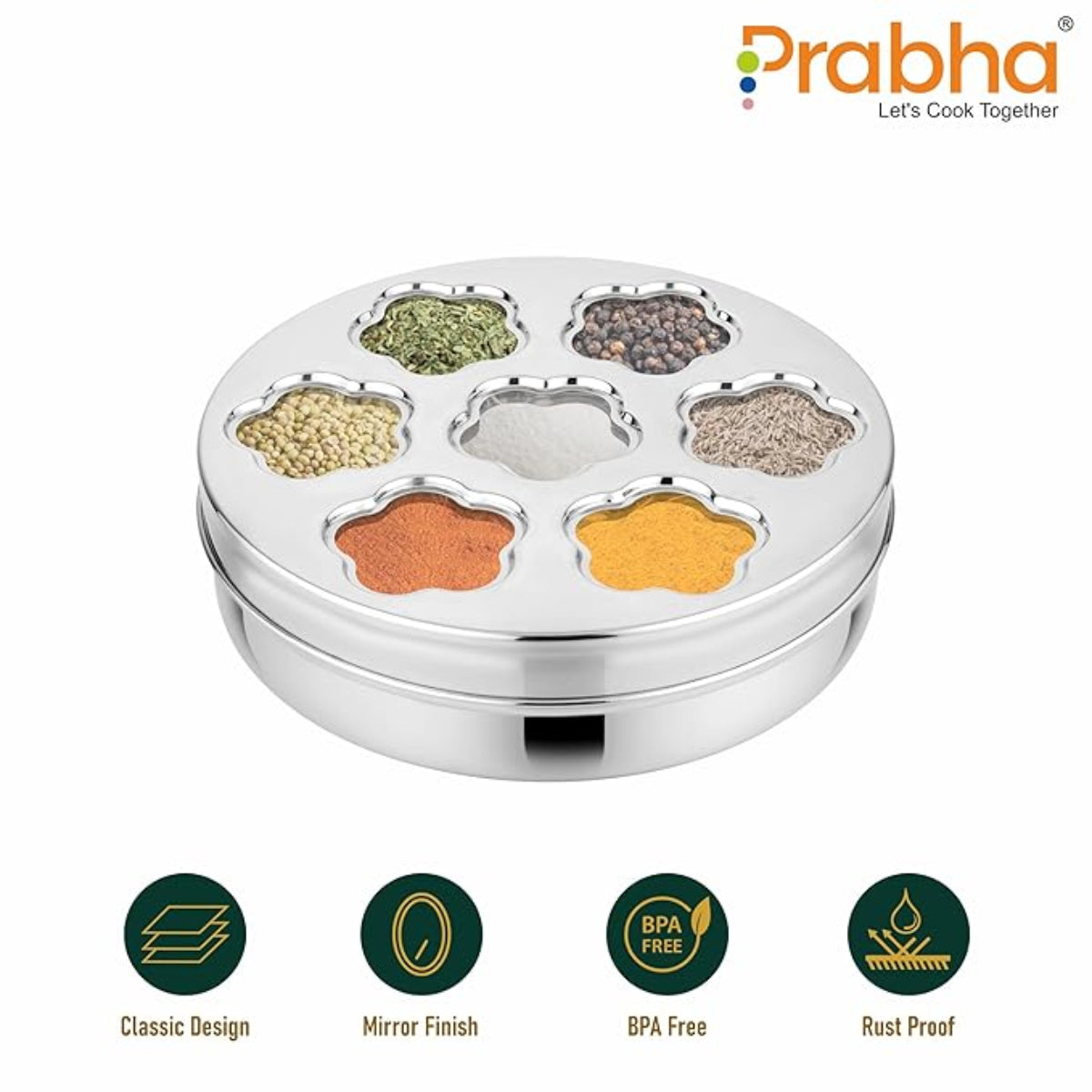 Prabha Stainless Steel Sunflower Spice Box