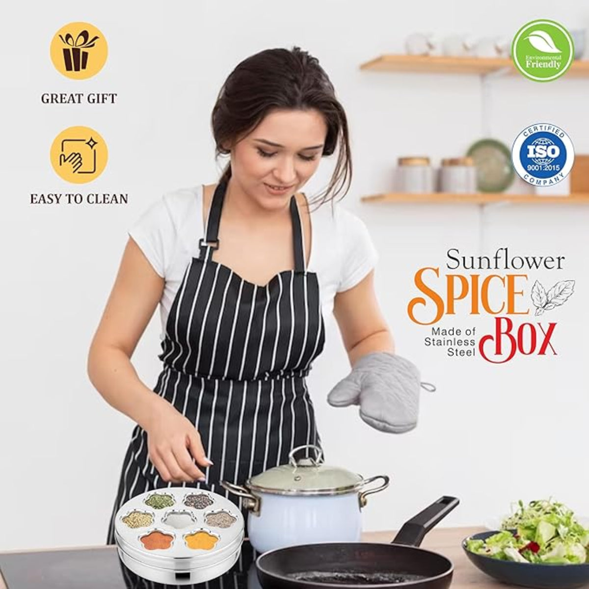 Prabha Stainless Steel Sunflower Spice Box