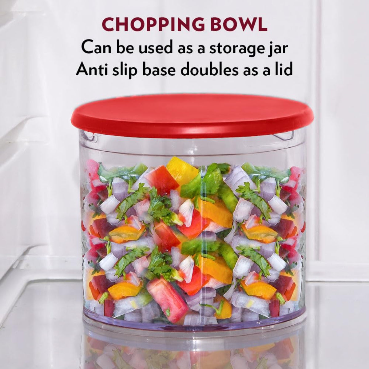 Borosil Chef Delite 300 Watts Electric Chopper with 2 Blade Sets, Red - BCH20DBB22