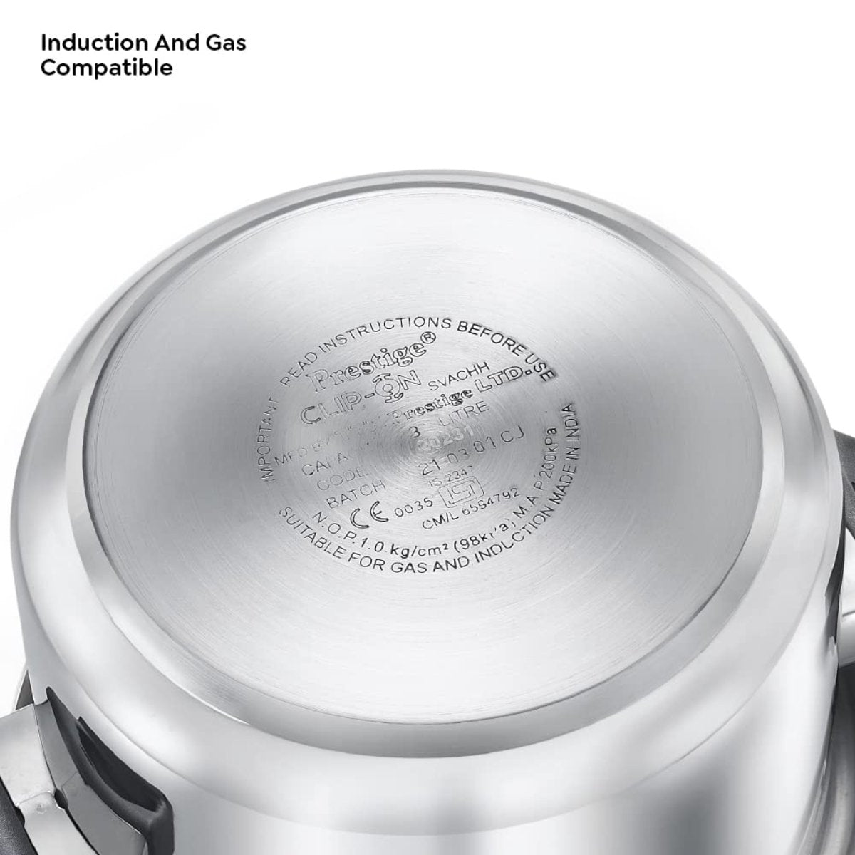 Prestige Svachh FLIP-ON Mini 3 Liter Stainless Steel Pressure Cooker with Glass Lid - 20165