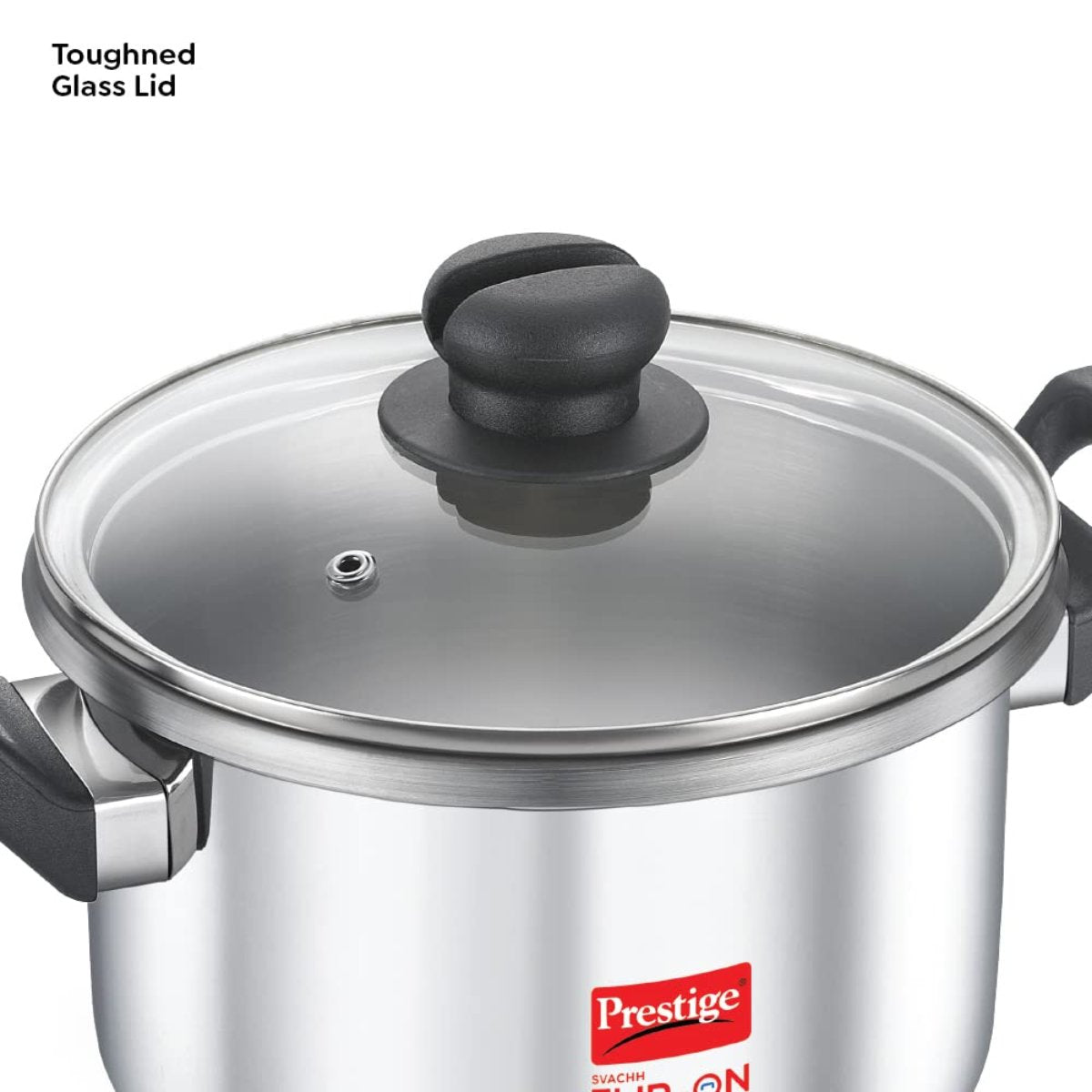 Prestige Svachh FLIP-ON Mini 3 Liter Stainless Steel Pressure Cooker with Glass Lid - 20165