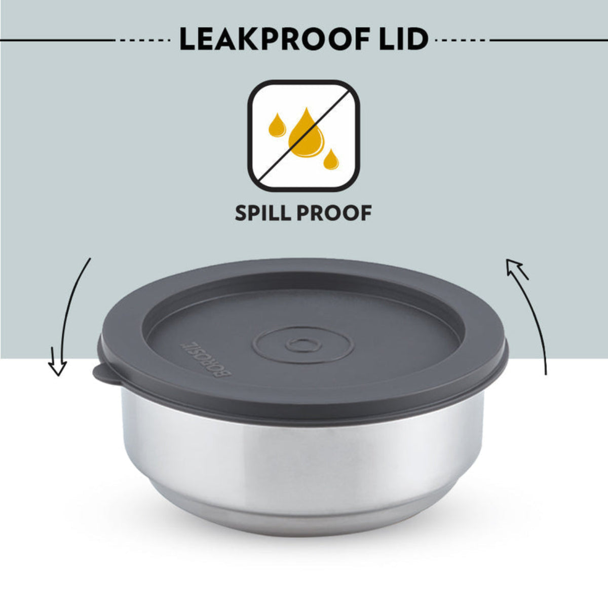 Borosil Carryfresh Lunchbox, Set of 2, Flat (Medium) | 180ml