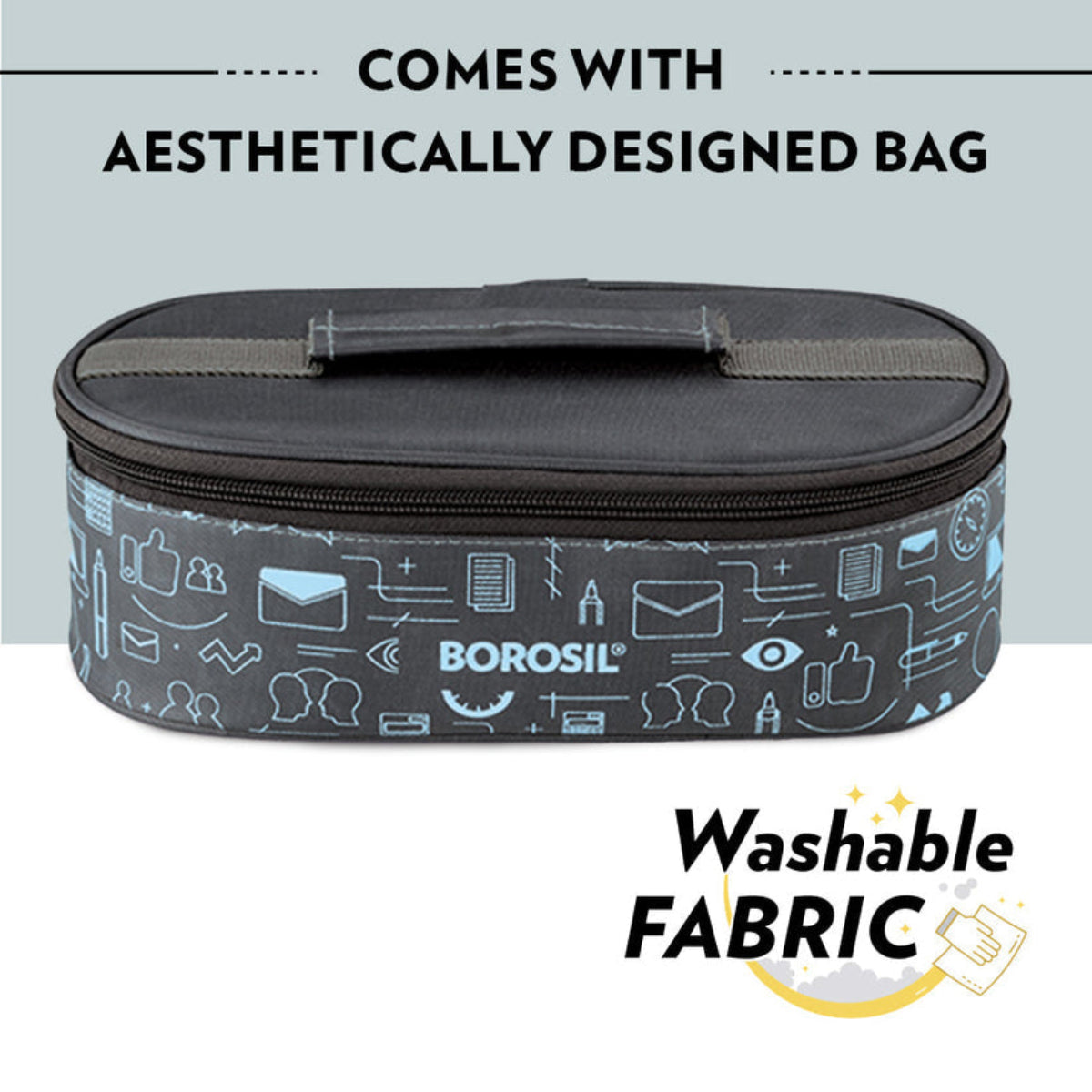 Borosil Carryfresh Lunchbox, Set of 2, Flat (Medium) | 280ml