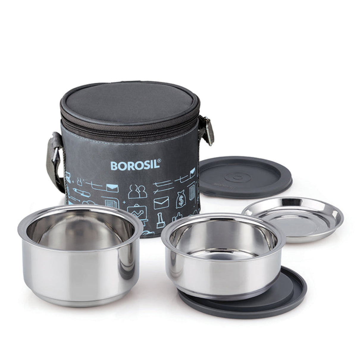 Borosil Carryfresh Lunchbox, Set of 2, Large, 180ml + 280ml