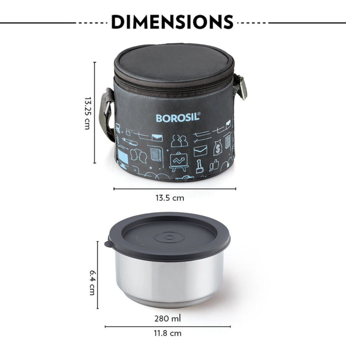 Borosil Carryfresh Lunchbox, Set of 2, Large, 280ml