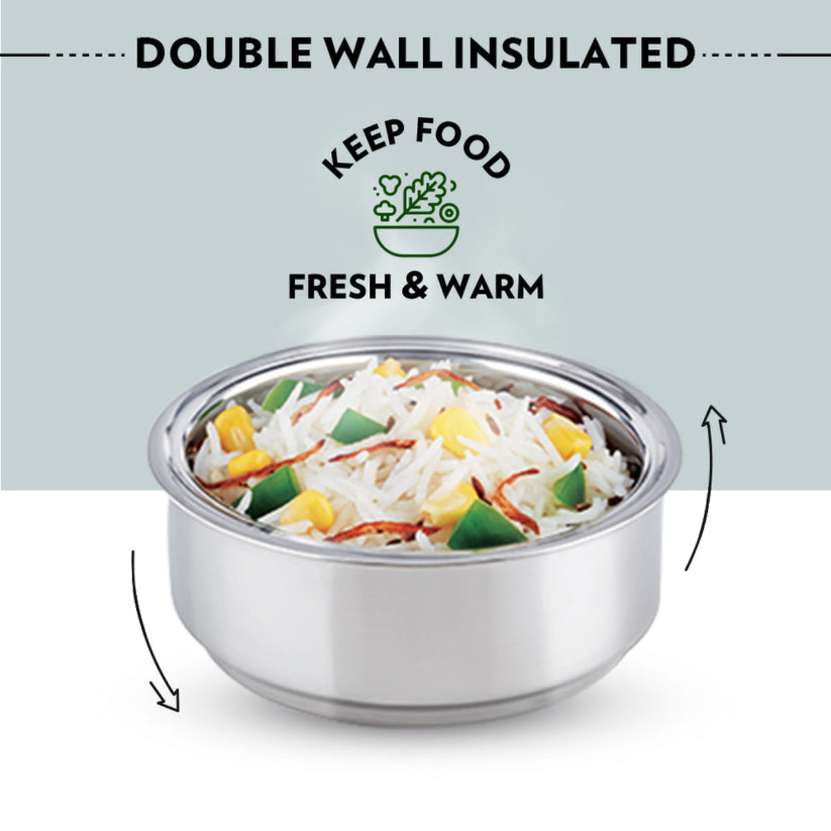 Borosil Carryfresh SS Insulated Lunchbox, Set of 4, (280ml x 2) + (180ml x 2)